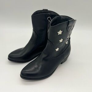 Art Class Boots Size 4 Black White Stars Rodeo Cowgirl Girls Zipper New